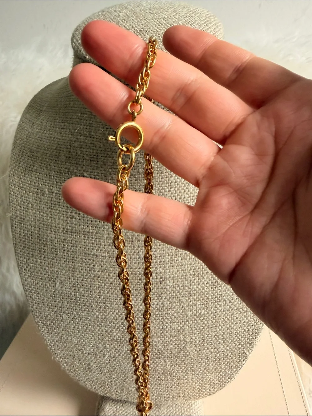 CHANEL Gold Quilted Handbag Charm Necklace